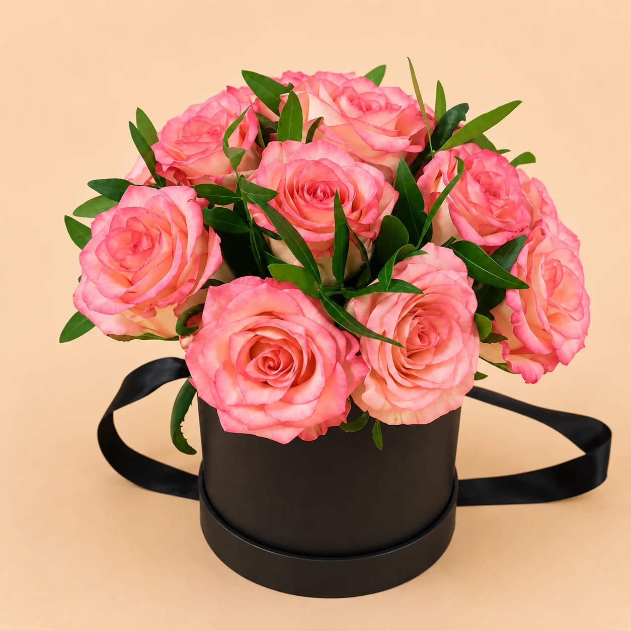 Pink Roses in Black Box